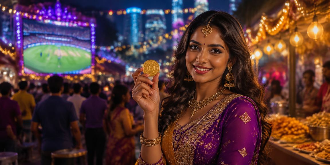 Cricket betting scene at night market in India