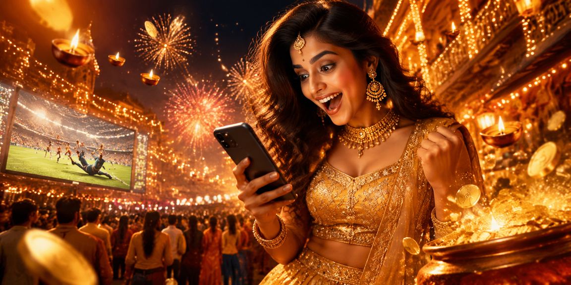 Indian woman enjoying mobile casino games at home
